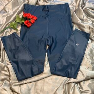 ❤️Sweaty Betty London • Like New Shinny Teal Green/Blue 7/8 Length Leggings